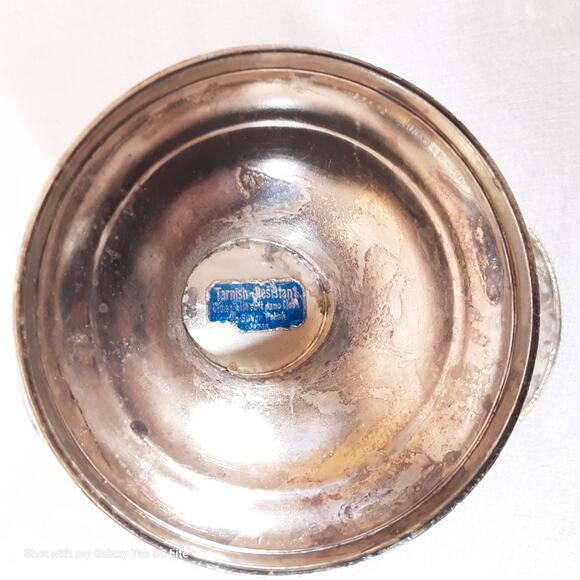 Vintage Silver Tone Sugar Scuttle Dish Ornate Distressed - Picture 8 of 9